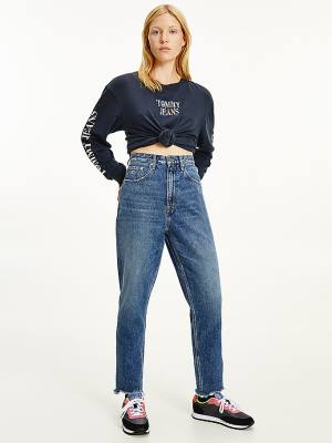 Tommy Hilfiger Mom Ultra High Rise Tapered Hemp Jean Pantolon Kadın Denim | TH915RQE