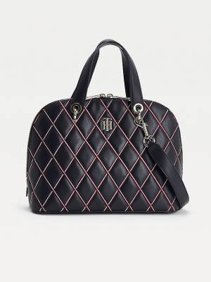 Tommy Hilfiger Monogram Quilted Crossover Çanta Kadın Mavi | TH789QIF