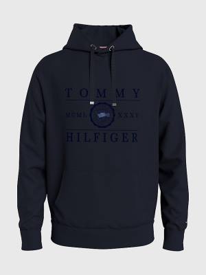 Tommy Hilfiger Motion Flag Logo Kapüşonlu Sweatshirt Erkek Mavi | TH765QFZ