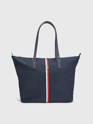 Tommy Hilfiger Nylon Signature Tote Çanta Kadın Mavi | TH813VLH