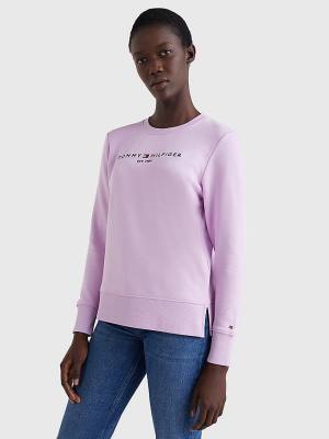 Tommy Hilfiger Organic Pamuklu Crew Neck Sweatshirt Kadın Mor | TH124SZB