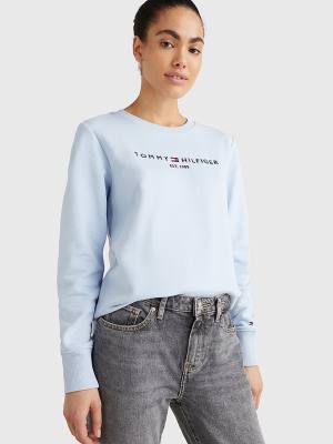 Tommy Hilfiger Organic Pamuklu Crew Neck Sweatshirt Kadın Mavi | TH347XVS