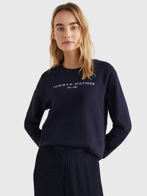 Tommy Hilfiger Organic Pamuklu Crew Neck Sweatshirt Kadın Mavi | TH879HZG