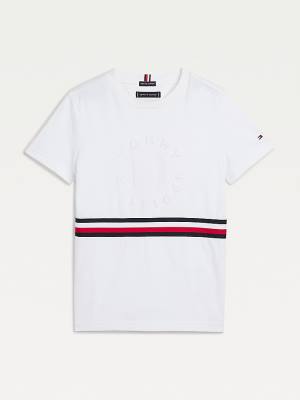 Tommy Hilfiger Organic Pamuklu Embossed Logo Tişört Erkek Çocuk Beyaz | TH089TBZ