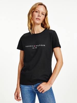 Tommy Hilfiger Organic Pamuklu Logo Tişört Kadın Siyah | TH296EIV