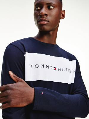 Tommy Hilfiger Organic Pamuklu Long Sleeve Pijama Erkek Mavi | TH514UAE