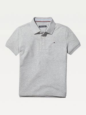 Tommy Hilfiger Organic Pamuklu Polo Shirt Tişört Kiz Çocuk Gri | TH846MPX