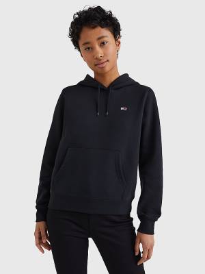 Tommy Hilfiger Organic Pamuklu Regular Fit Kapüşonlu Sweatshirt Kadın Siyah | TH269KEX