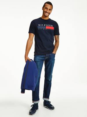 Tommy Hilfiger Organic Pamuklu Relaxed Fit Tişört Erkek Mavi | TH071WSF