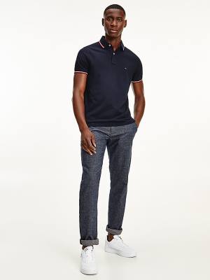 Tommy Hilfiger Organic Pamuklu Slim Fit Polo Yaka Tişört Erkek Mavi | TH513LQX