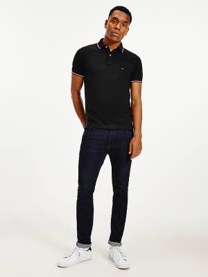 Tommy Hilfiger Organic Pamuklu Slim Fit Polo Yaka Tişört Erkek Siyah | TH589CTB