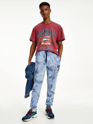 Tommy Hilfiger Organic Pamuklu Tie-Dye Slim Fit Joggers Pantolon Erkek Mavi | TH830JLC