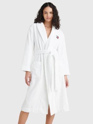 Tommy Hilfiger Organic Pamuklu Towelling Robe Pijama Kadın Beyaz | TH642EFL