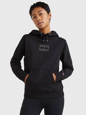 Tommy Hilfiger Outline Flag Kapüşonlu Sweatshirt Kadın Siyah | TH069EPD