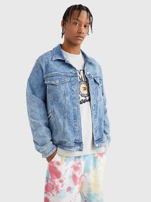 Tommy Hilfiger Oversized Trucker Ceket Erkek Denim | TH247JFP