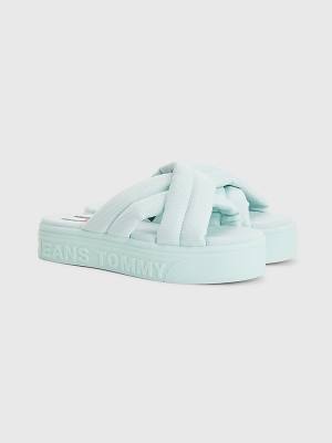 Tommy Hilfiger Padded Askılı Flatform Sandalet Kadın Yeşil | TH095XJE