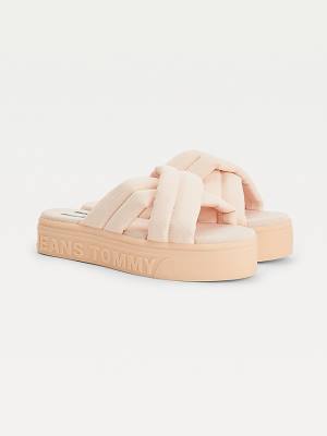 Tommy Hilfiger Padded Askılı Flatform Sandalet Kadın Pembe | TH651QHC