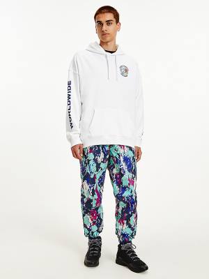 Tommy Hilfiger Peace Logo Kapüşonlu Sweatshirt Erkek Beyaz | TH860TAX