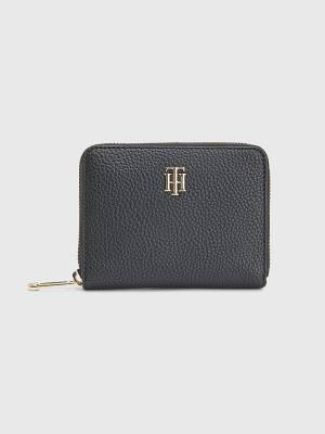 Tommy Hilfiger Pebble Grain Medium Zip-Around Cüzdan Kadın Siyah | TH253SRB