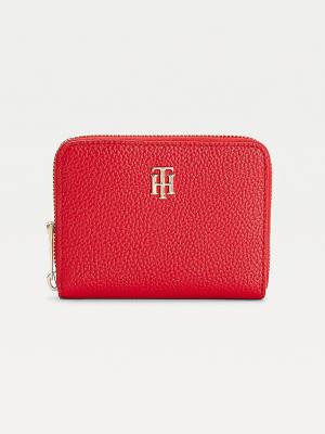 Tommy Hilfiger Pebble Grain Medium Zip-Around Cüzdan Kadın Kırmızı | TH528TLG