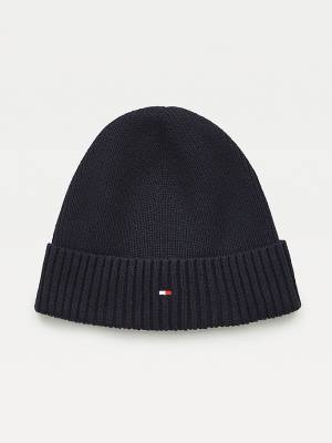 Tommy Hilfiger Pima Pamuklu Cashmere Cuffed Beanie Şapka Erkek Mavi | TH913KBX