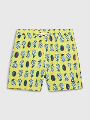 Tommy Hilfiger Pineapple Print Mid Cut Cut Cut Length Shorts Mayo Erkek Çocuk Sarı | TH624HON