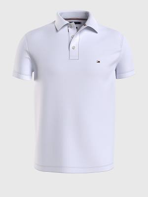 Tommy Hilfiger Plus Bubble Weave Polo Yaka Tişört Erkek Beyaz | TH973OMF