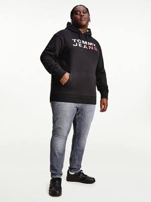 Tommy Hilfiger Plus Essential Logo Kapüşonlu Sweatshirt Erkek Siyah | TH863YXM