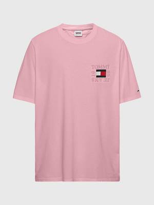 Tommy Hilfiger Plus Organic Pamuklu Boxy Tişört Erkek Pembe | TH425ULH