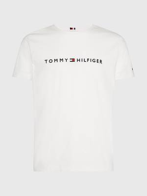 Tommy Hilfiger Plus Organic Pamuklu Logo Tişört Erkek Beyaz | TH408VYS