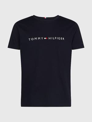 Tommy Hilfiger Plus Organic Pamuklu Logo Tişört Erkek Mavi | TH918WNO