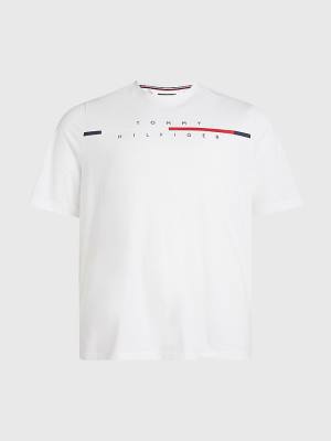 Tommy Hilfiger Plus Signature Split Logo Tişört Erkek Beyaz | TH086STY