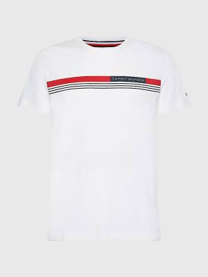 Tommy Hilfiger Plus Signature Tape Tişört Erkek Beyaz | TH953DKY