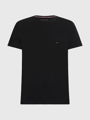 Tommy Hilfiger Plus Stretch Organic Pamuklu Slim Fit Tişört Erkek Siyah | TH367QLU