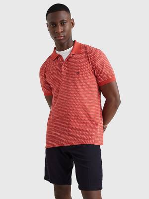 Tommy Hilfiger Print Regular Fit Polo Yaka Tişört Erkek Kırmızı | TH098QRF