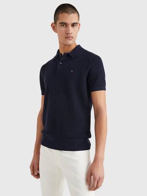 Tommy Hilfiger Pure Pamuklu Signature Detail Polo Kazak Erkek Mavi | TH037TJZ