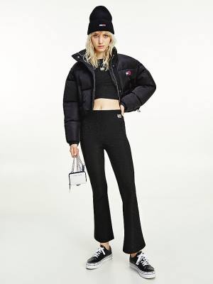 Tommy Hilfiger Recycled Convertible Cropped Vest Puffer Ceket Kadın Siyah | TH281UBZ