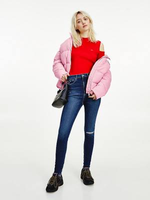 Tommy Hilfiger Recycled Nylon Puffer Ceket Kadın Pembe | TH023QOU