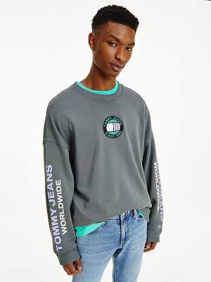 Tommy Hilfiger Recycled Unity Sweatshirt Erkek Gri | TH628GRZ