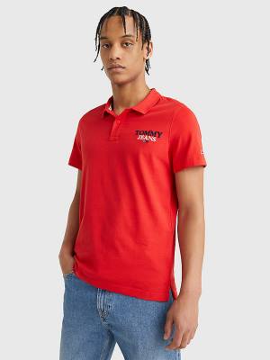 Tommy Hilfiger Regular Fit Jersey Polo Yaka Tişört Erkek Kırmızı | TH354UWT