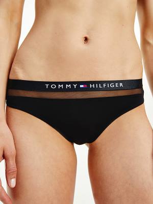 Tommy Hilfiger Regular Fit Mesh Tanga İç Giyim Kadın Siyah | TH253JHS