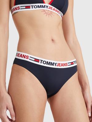 Tommy Hilfiger Repeat Logo Klasik Bikini Bottoms Mayo Kadın Mavi | TH540OIQ