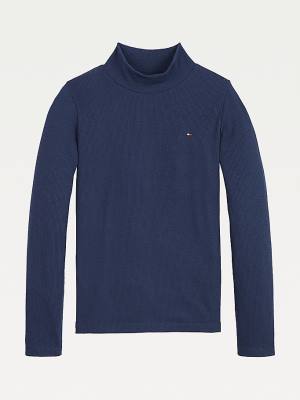 Tommy Hilfiger Rib Knit Mock Neck Jumper Tişört Kiz Çocuk Mavi | TH790FJR