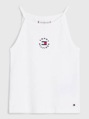 Tommy Hilfiger Rib-Knit Tank Top Tişört Kiz Çocuk Beyaz | TH318PJC