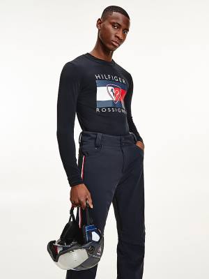 Tommy Hilfiger Rossignol Chest Logo Base Layer Sweatshirt Erkek Siyah | TH247TFS