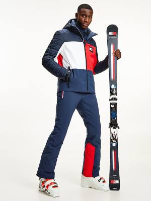 Tommy Hilfiger Rossignol Logo Colour-Blocked Stretch Ski Ceket Erkek Mavi | TH807YDP