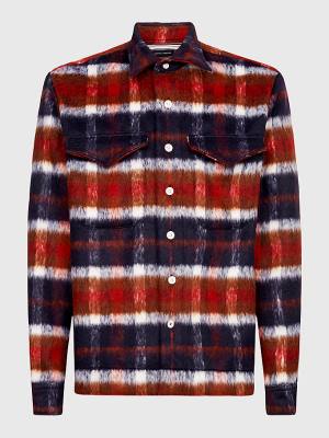 Tommy Hilfiger Shadow Check Relaxed Fit Overshirt Gömlek Erkek Mavi | TH320GHX