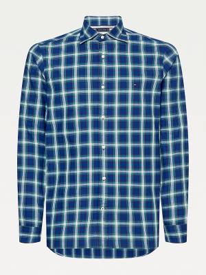 Tommy Hilfiger Shadow Check Slim Fit Gömlek Erkek Mavi | TH360MCP