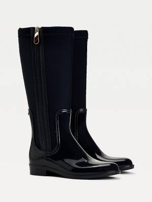 Tommy Hilfiger Signature Contrast Panel Long Rainboots Bot Kadın Mavi | TH674TSR