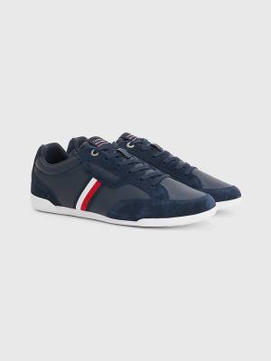 Tommy Hilfiger Signature Deri Mix Cupsole Spor Ayakkabı Erkek Mavi | TH045LXA